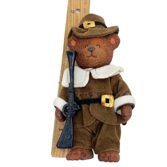 Russ Teddy Town Bear Pilgrim Figurine Thanksgiving Family Dinner Holiday Decor - Picture 2 of 12